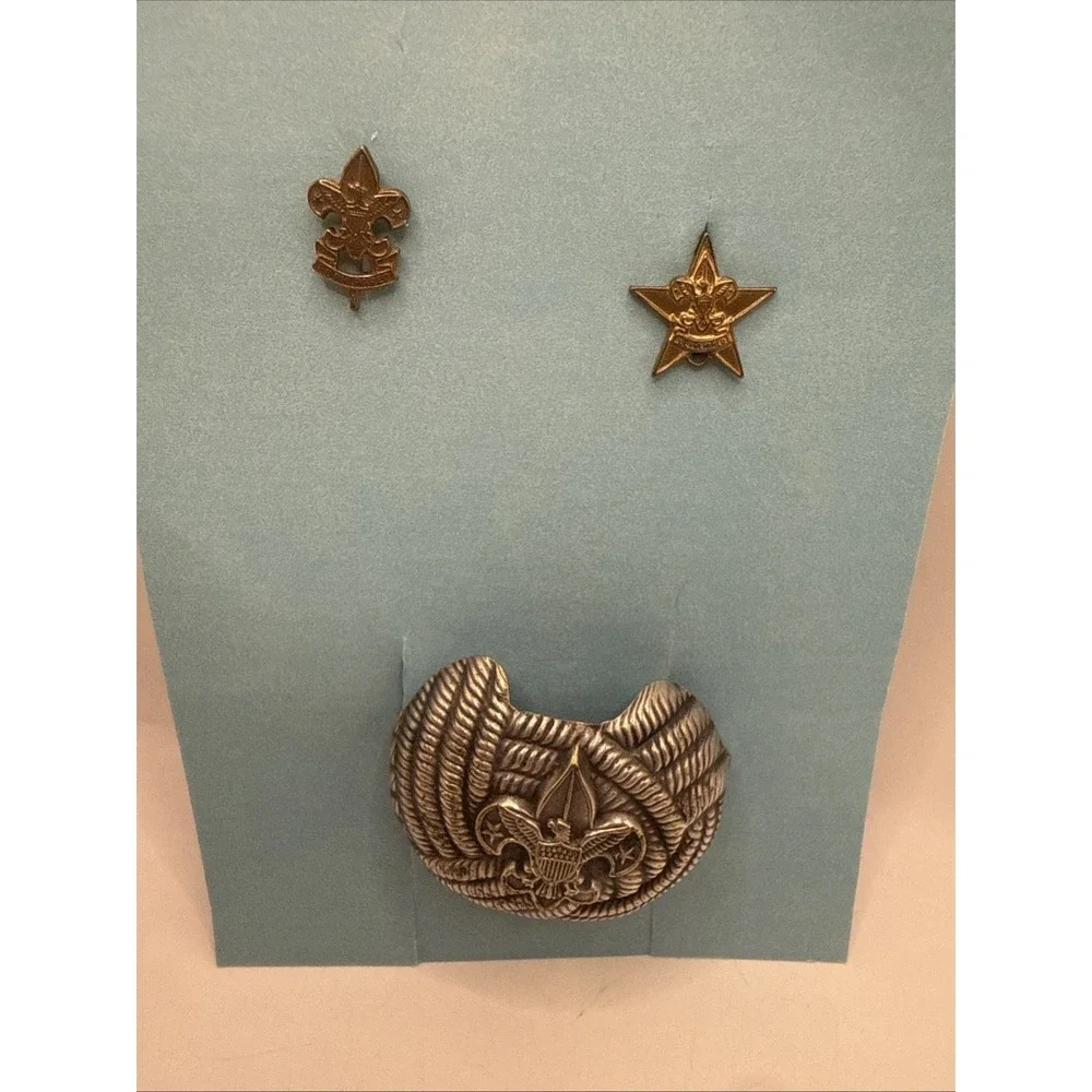 Boy Scouts BSA Neckerchief Scarf Slide Clip, Vintage Metal, & 2 Pins Vintage